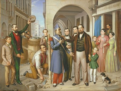 Organizing the Barricades on the Corso Palladio, 1848 by Pietro Negriolo